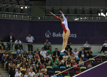 Bakı-2015 Avropa Oyunları çərçivəsində batut gimnastikası üzrə kişilər və qadınlar arasında təsnifat yarışları. Azərbaycan, 17 iyun 2015 